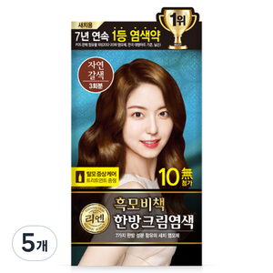 리엔 흑모비책 크림 염모제 세트 120g, 자연갈색, 5개