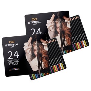 이터널아트 전문가용 틴케이스 색연필, 24색, 2세트