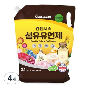 컨센서스 섬유유연제 베이비로션향 표준형 리필형, 2.1L, 4개