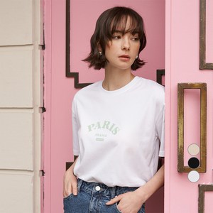 ELLE PARIS 루즈핏 파리 프린트 순면 반팔 티셔츠