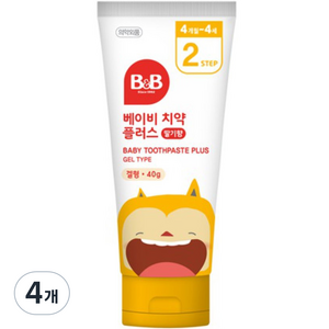 비앤비 유아용 베이비 치약 플러스 겔형 딸기향, 40g, 4개