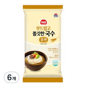 해표 부드럽고 쫄깃한 국수 중면, 6개, 900g