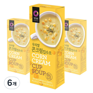 청정원 우리쌀 콘크림 컵수프, 60g, 6개