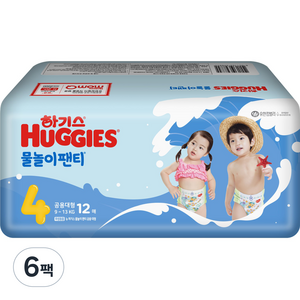 하기스 NEW 물놀이 팬티 기저귀 유아용, 4단계, 72매