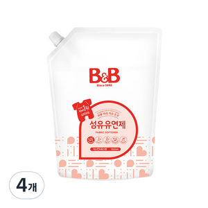 비앤비 섬유유연제 자스민 앤 로즈 리필, 1.5L, 4개