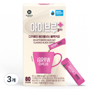 아이브루 플러스 디카페인 헤이즐넛향 블랙커피, 1g, 80개입, 3개