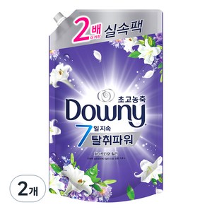 다우니 초고농축 7일 탈취파워 섬유유연제 화이트티와 릴리 리필, 1.6L, 2개