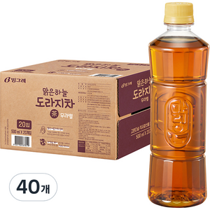 빙그레 맑은하늘 도라지차 무라벨, 500ml, 40개