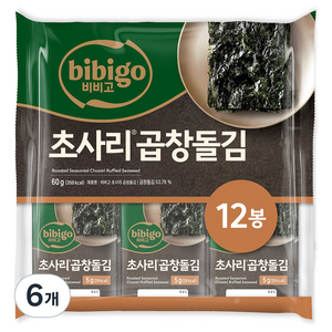 비비고 초사리 곱창돌김 12p, 6개, 60g