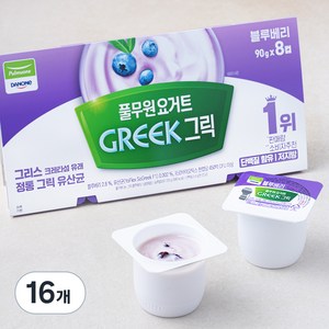 풀무원다논 그릭 블루베리 요거트, 90g, 16개입