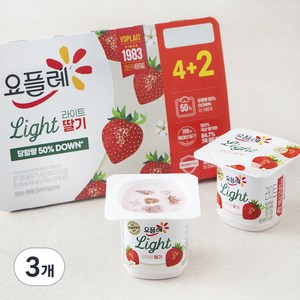 요플레 라이트 딸기 6개입, 480g, 3개