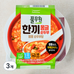 풀무원 한끼 몽글 순두부 짬뽕 순두부탕 냉장, 277g, 3개