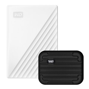 WD My Passport 휴대용 외장하드 + 파우치, 1TB, 화이트