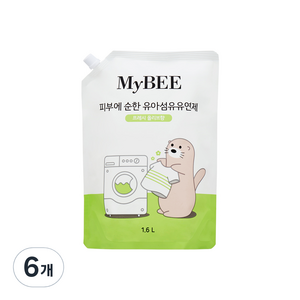 마이비 피부에 순한 유아유연제 리필, 1.6L, 6개