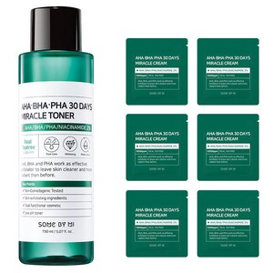 썸바이미 아하 바하 파하 30 데이즈 미라클 토너 150ml + 미라클 크림 샘플 파우치 6p, 1세트