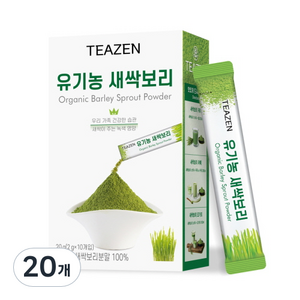 티젠 유기농 새싹보리 분말 스틱, 20g, 2개