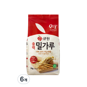 큐원 중력 밀가루, 3kg, 6개