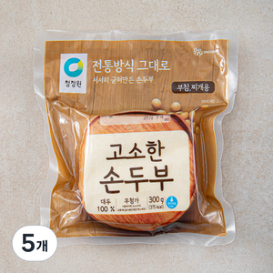 청정원 고소한 손두부 부침 찌개용, 300g, 5개