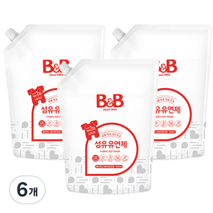 비앤비 섬유유연제 베르가못 앤 그레이프프루츠 리필, 1.5L, 6개