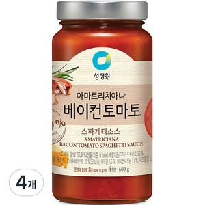 청정원 아마트리치아나 베이컨 토마토 스파게티소스, 600g, 4개