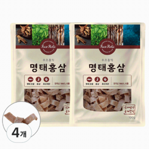 후코홀릭 강아지 건조간식, 혼합맛(명태/홍삼), 100g, 4개