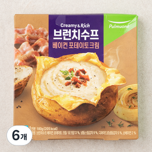 풀무원 브런치수프 베이컨 포테이토 크림 (냉장), 180g, 6개