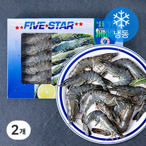 FIVESTAR 말레이시아산 블랙타이거 얼룩 새우 (냉동), 500g(20미), 2개