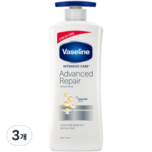 바세린 인텐시브 케어 어드밴스드 리페어 바디로션 무향, 400ml, 3개