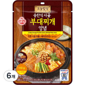 오뚜기 오늘밥상 송탄식 사골 부대찌개 양념, 110g, 6개