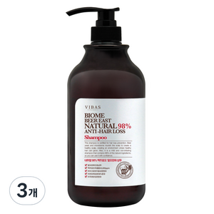 비바스 바이옴 내추럴98% 맥주효모 탈모완화 샴푸, 1kg, 3개