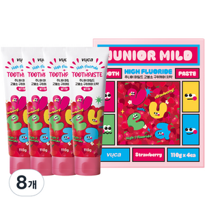 뷰카 주니어 마일드 고불소 구취케어 치약 딸기향, 110g, 8개