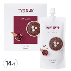 인테이크 모닝죽 통단팥 즉석죽, 130g, 14개