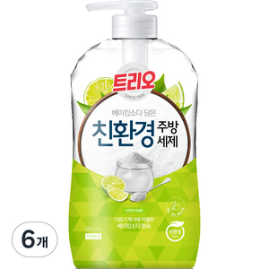 트리오 베이킹소다 담은 친환경 주방세제 라임향, 680ml, 6개