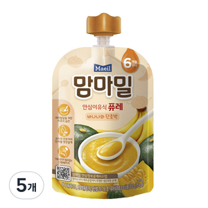 맘마밀 안심 이유식 퓨레 6개월부터, 바나나와 단호박, 100g, 5개