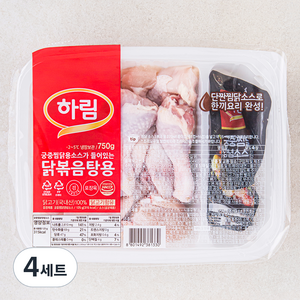 하림 닭볶음탕용 닭고기 + 궁중찜닭소스 세트 750g (냉장), 4세트