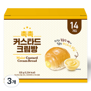 촉촉 커스타드 크림빵 14개입, 525g, 3개