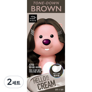 미쟝센 헬로크림 염모제 5TB + 띠부띠부씰 세트, 톤다운 브라운(염모제), 랜덤발송(띠부띠부씰), 2세트