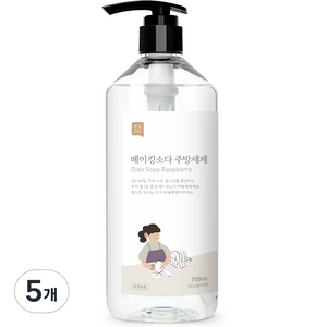 쉼표365 베이킹소다 주방세제 라즈베리향, 750ml, 5개