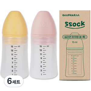 지엠팜 쏘옥 실리콘 투약병 핑크+옐로우 2종 15ml, 6세트