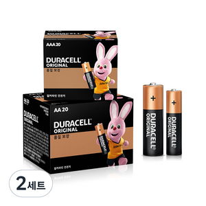 듀라셀 알카라인 건전지 AA 20p + AAA 20p, 40개입, 2세트