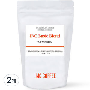 인크커피 인크 베이직 블렌드 원두, 500g, 2개, 홀빈(분쇄안함)