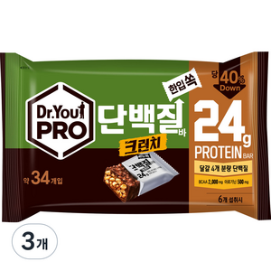 닥터유 프로단백질바 크런치 한입쏙 34p, 420g, 3개