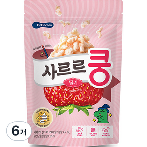 베베쿡 사르르쿵 딸기 과자 23g, 딸기맛, 6개