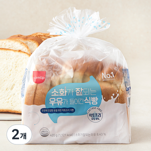 삼립 소화가잘되는 우유가 들어간 식빵, 420g, 2개