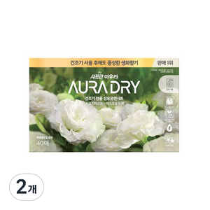 AURA 드라이 시트 섬유유연제 스모키머스크, 2개, 40매
