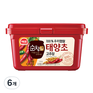 해표 순창궁 100% 우리햅쌀 태양초 고추장, 1kg, 6개