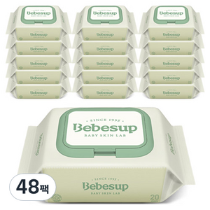베베숲 저자극 제로 물티슈 캡형, 20매, 48팩