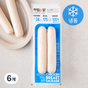 하림e닭 닭가슴살 소시지 오리지널 2개입 (냉동), 120g, 6개