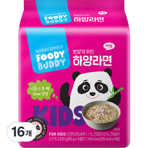 푸디버디 하양라면, 80g, 16개