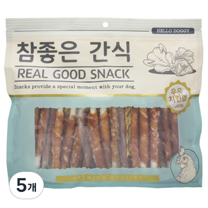 헬로도기 참좋은간식 건조간식, 우유치킨껌, 600g, 5개